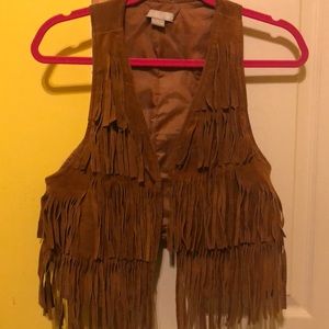 100% Leather Fringe Vest—-Worn Twice BEST OFFER